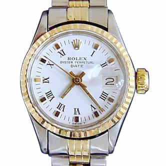 Ladies Rolex Two-Tone 14K/SS Date White Roman 6517 (SKU 1894255MT)