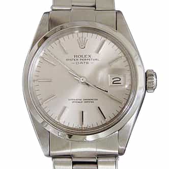 Mens Rolex Stainless Steel Date 1500 Watch with Oyster Rivet Band and Silver Dial (SKU 2561293DMT)