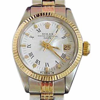 Ladies Rolex Two-Tone 14K/SS Date White Roman 6917 (SKU 3786654MT)