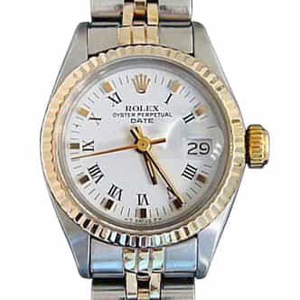 Ladies Rolex 2Tone Date Watch 6917 White Roman Dial and Jubilee Band (SKU 5815288MT)