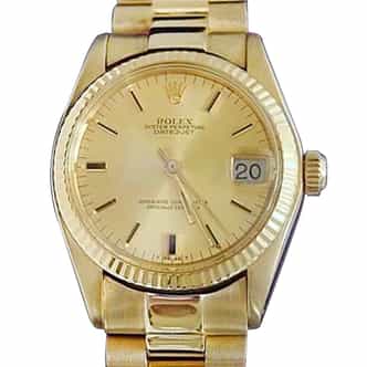 Mid Size Rolex 18K Yellow Gold Datejust Champagne 6827 (SKU 5957551MT)