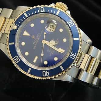Mens Rolex Two-Tone 18K/SS Submariner Blue  16613 (SKU X634201BCMT)