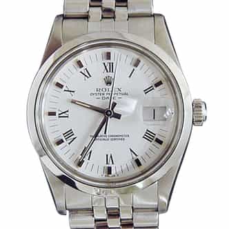 Mens Rolex Stainless Steel Date White Roman 15000 (SKU 7409575MT)