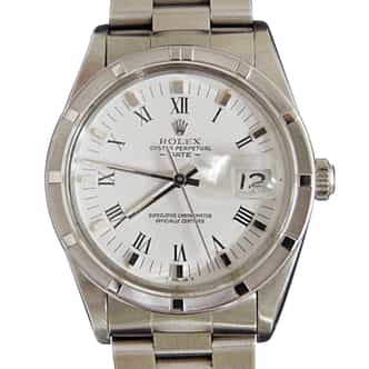 Mens Rolex Stainless Steel Date White Roman 15010 (SKU 8206602MT)