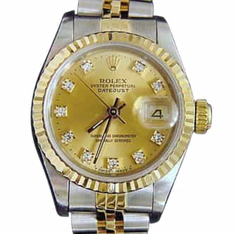 Ladies Rolex Two-Tone 18K/SS Datejust Champagne Diamond 69173 (SKU 9733094MT)