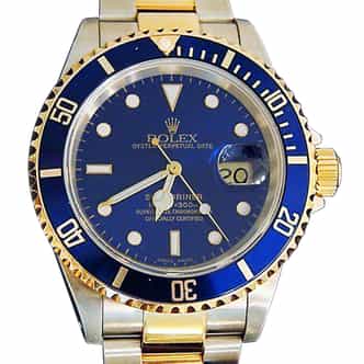 Mens Rolex Two-Tone 18K/SS Submariner Blue  16613 (SKU P867965MT)