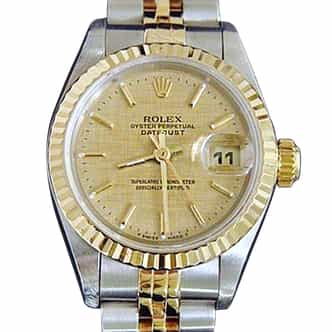 Ladies Rolex Two-Tone 18K/SS Datejust Gold Linen 69173 (SKU W924702MT)