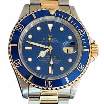 Mens Rolex Two-Tone 18K/SS Submariner Blue  16613 (SKU X771530BCMT)