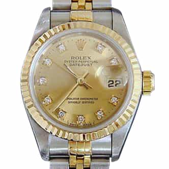 Ladies Rolex Two-Tone 18K/SS Datejust Champagne Diamond 69173 (SKU X803796MT)
