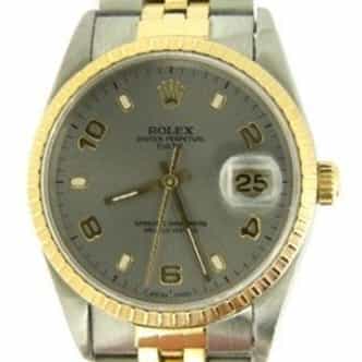 Mens Rolex Two-Tone 18K/SS Date Slate Arabic 15223 (SKU DA9022MT)