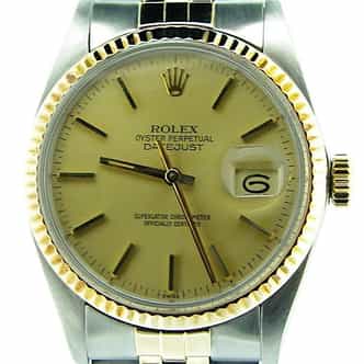 Mens Rolex Two-Tone Datejust Champagne  16013 (SKU 7210401BCMT)