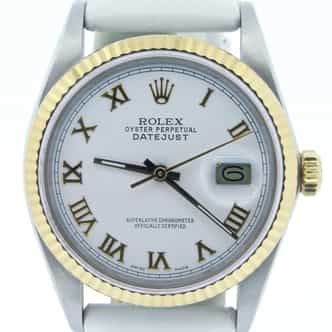 Mens Rolex Two-Tone 18K/SS Datejust White Roman 16013 (SKU 9826962MT)