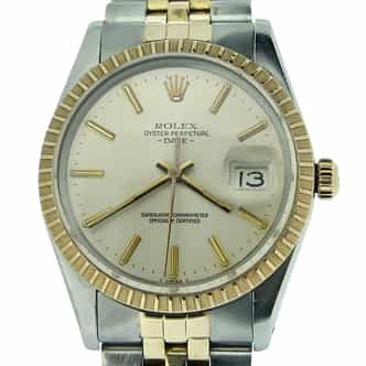 Pre Owned Mens Rolex Two-Tone Date with a Silver Dial 15053 (SKU 7155182)