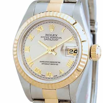 Ladies Rolex Two-Tone 18K/SS Datejust Silver Roman 79173 (SKU 79173SDMT)