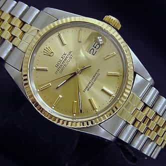 Mens Rolex Two-Tone 18K/SS Datejust Champagne  16013 (SKU 8921491BCMT)