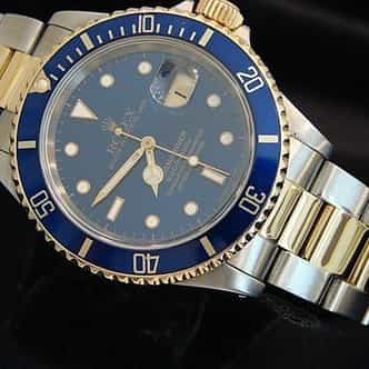 Mens Rolex Two-Tone 18K/SS Submariner Blue  16613 (SKU X771530BCMT)