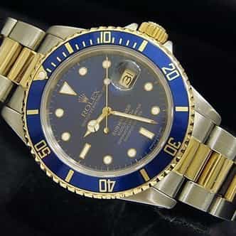 Mens Rolex Two-Tone 18K/SS Submariner Blue  16803 (SKU 8780732BCMT)