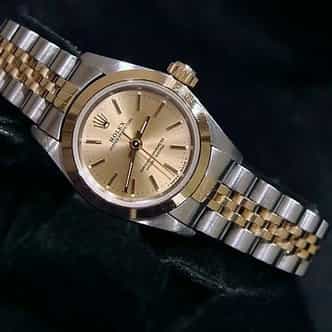 Ladies Rolex Two-Tone 18K/SS Oyster Perpetual Champagne  67183 (SKU T631699CMT)