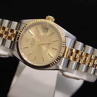 Mid Size Rolex Two-Tone 18K/SS Datejust Champagne 68273 (SKU S502058MT)