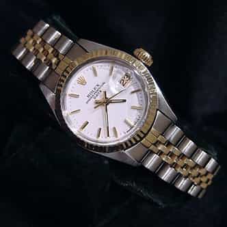 Ladies Rolex Two-Tone 14K/SS Date White  6917 (SKU 4021877AMT)