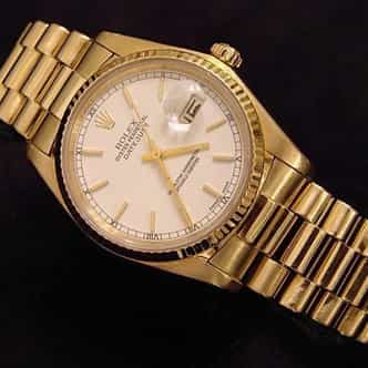 Pre Owned Mens Rolex Yellow Gold Datejust with a White Dial 16018 (SKU 9807342M)