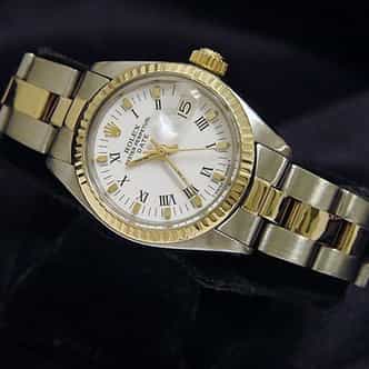 Ladies Rolex Two-Tone 14K/SS Date White Roman 6917 (SKU 4077576AMT)