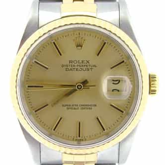 Mens Rolex Two-Tone 18K/SS Datejust Champagne  16233 (SKU X305333NBCMT)