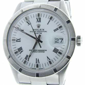 Mens Rolex Stainless Steel Date White Roman 15010 (SKU 7243724AMT)