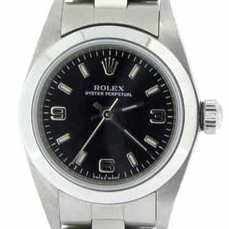 Ladies Rolex Stainless Steel Oyster Perpetual Black  76080 (SKU P309686NNCMT)