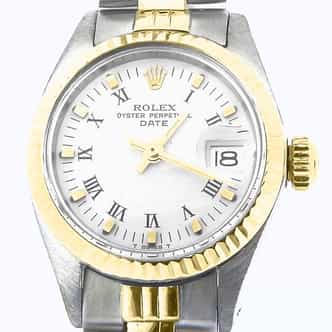 Ladies Rolex Two-Tone 14K/SS Date White Roman 6917 (SKU 3719067NMT)