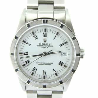 Mens Rolex Stainless Steel Date White Roman 15210 (SKU W482449NMT)