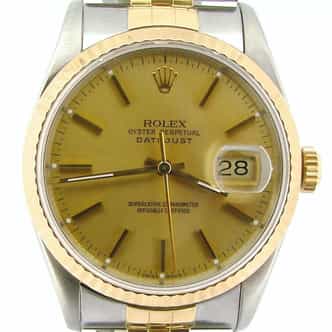 Mens Rolex Two-Tone 18K/SS Datejust Champagne  16233 (SKU X145190NBCDMT)