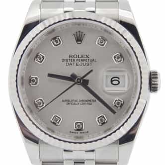 Mens Rolex Stainless Steel Datejust Silver Diamond 116234 (SKU 91L880H8NMT)