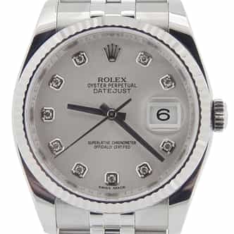 Mens Rolex Stainless Steel Datejust Silver Diamond 116234 (SKU 91L880H8NMT)