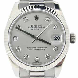Mid Size Rolex 18K White Gold Datejust President Diamond 178279 (SKU Y904507NMT)