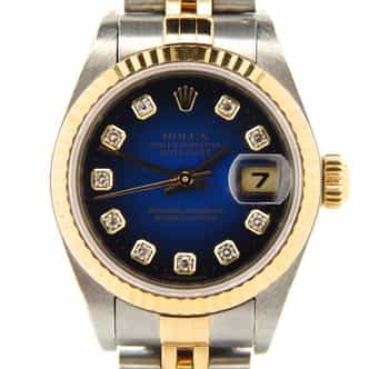 Ladies Rolex Two-Tone 18K/SS Datejust Blue Vignette Diamond 79173 (SKU K842715NMT)
