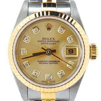 Ladies Rolex Two-Tone 18K/SS Datejust Champagne Diamond 69173 (SKU U416103NMT)