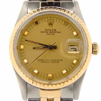 Mens Rolex Two-Tone Date Champagne 15053 (SKU 7511391NMT)