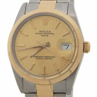Mens Rolex Two-Tone Date Watch Gold Dial 15003 (SKU R504175AMT)