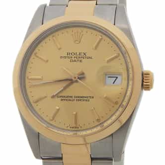 Mens Rolex Two-Tone Date Watch Gold Dial 15003 (SKU R504175AMT)