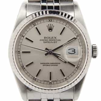 Mens Rolex Stainless Steel Datejust Watch 16234 with Silver Dial (SKU R883990NMT)