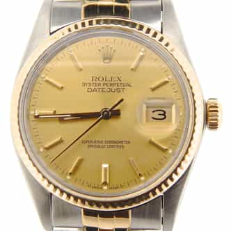 Mens Rolex Two-Tone 18K/SS Datejust Champagne  16013 (SKU 8532259NBCMT)