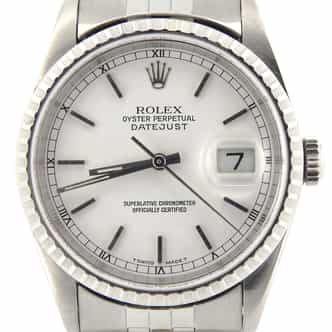 Mens Rolex Stainless Steel Datejust White 16220 (SKU BE373429NMT)