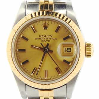 Ladies Rolex Two-Tone 18K/SS Date Champagne  69173 (SKU 8250015NMT)