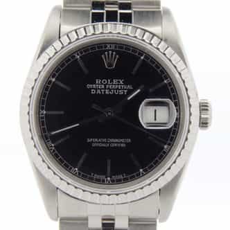 Mens Rolex Stainless Steel Datejust Black 16220 (SKU B1661197NMT)