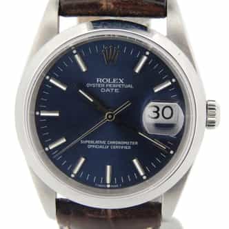 Mens Rolex Stainless Steel Date Blue  15200 (SKU E611265NBRNMT)