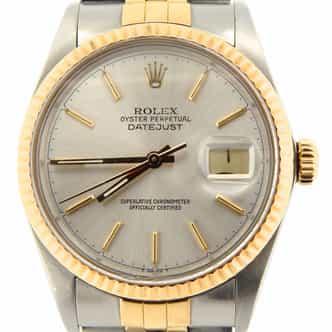 Mens Rolex Two-Tone 18K/SS Datejust Silver  16013 (SKU 9758362NMT)