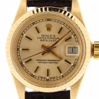 Ladies Rolex 18K Yellow Gold Datejust Watch 6917 Gold Champagne (SKU 5601832NBRNMT)