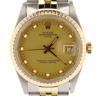 Mens Rolex Two-Tone 18K/SS Date Champagne  15053 (SKU 9662684N)