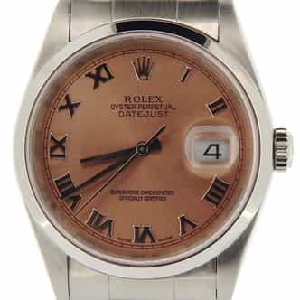 Mens Rolex Stainless Steel Datejust Salmon Roman 16200 (SKU D056213NMT)